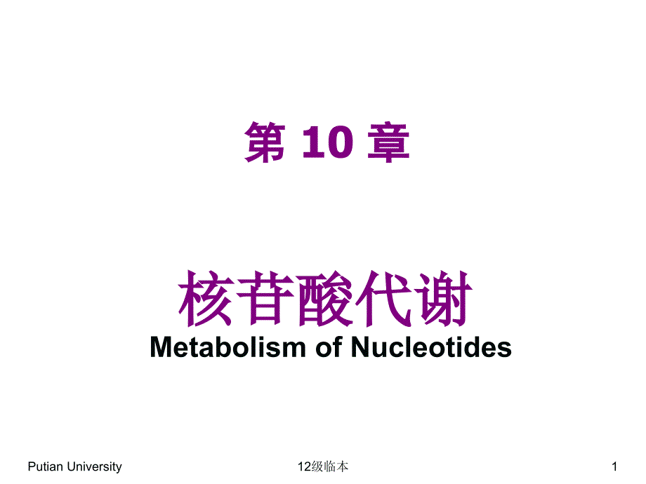 生物化学第10章核苷酸代谢_第1页