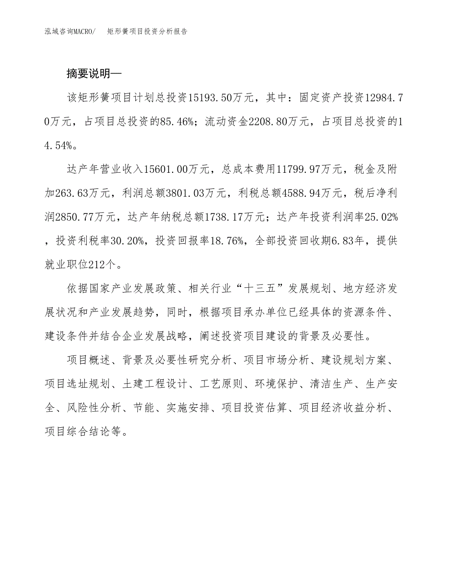 矩形簧项目投资分析报告(总投资15000万元)_第2页