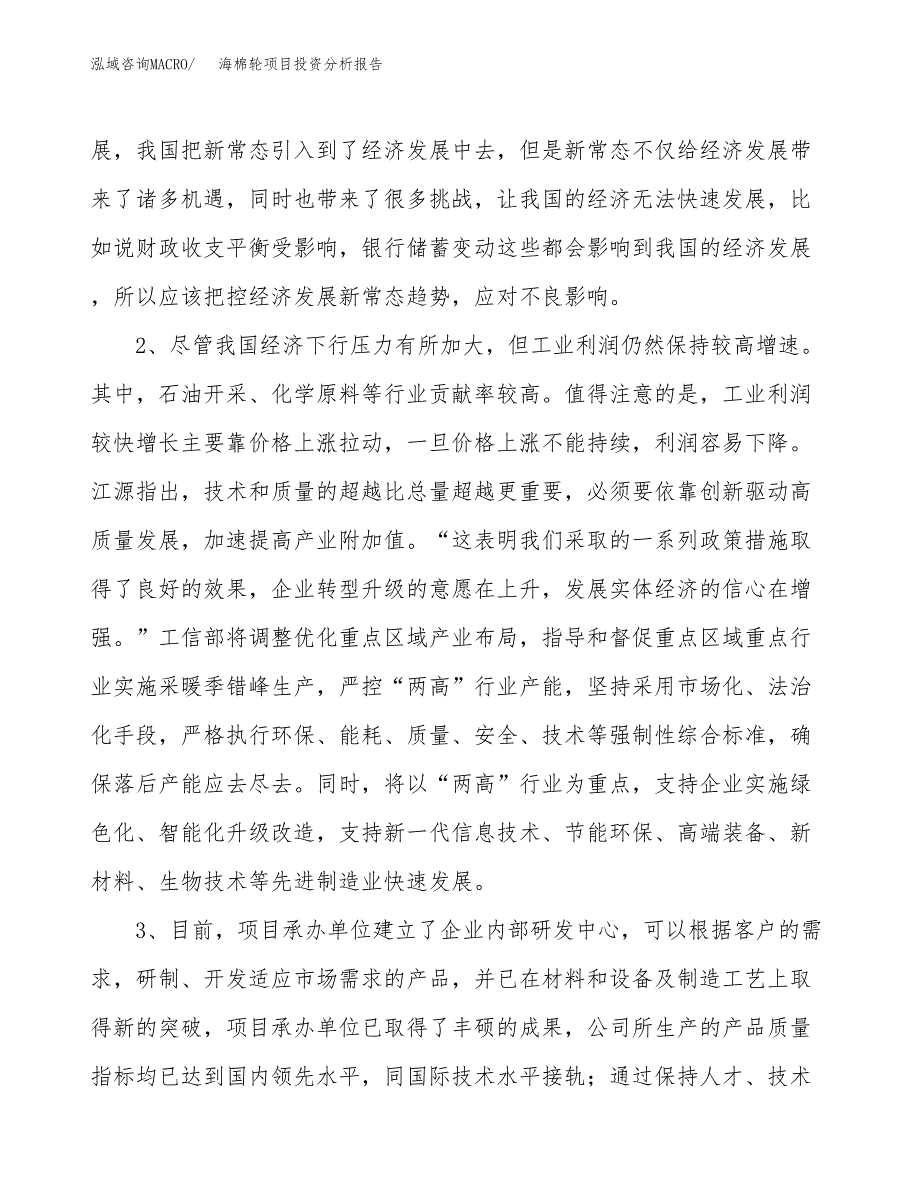 海棉轮项目投资分析报告(总投资10000万元)_第4页