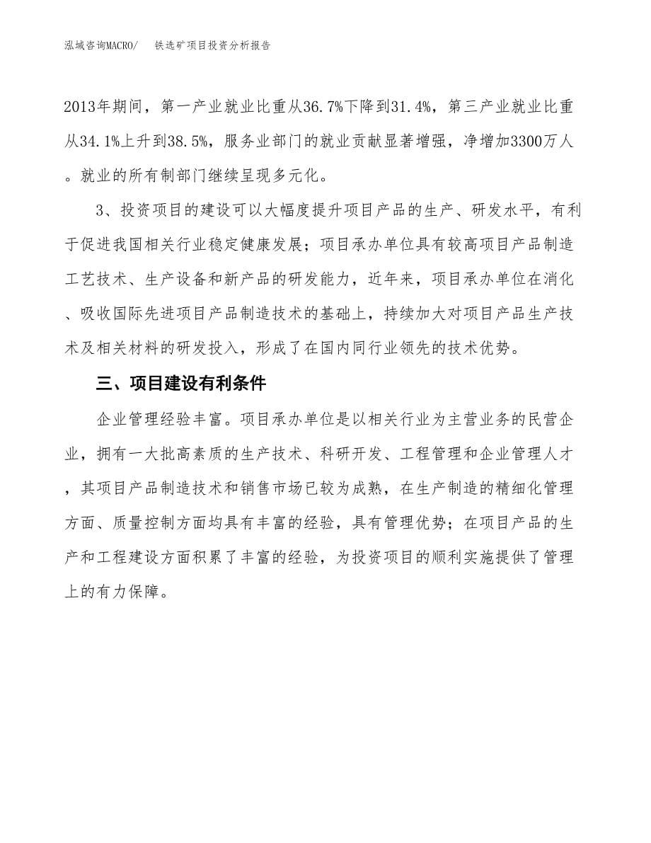 铁选矿项目投资分析报告(总投资4000万元)_第5页