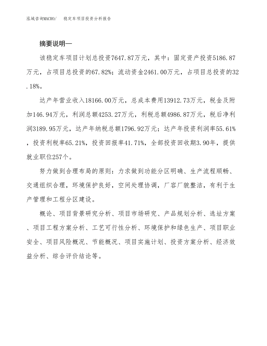 稳定车项目投资分析报告(总投资8000万元)_第2页