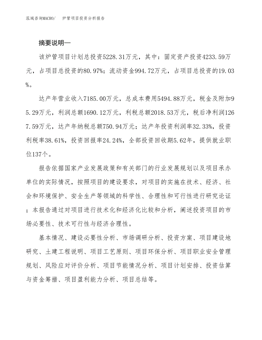 炉管项目投资分析报告(总投资5000万元)_第2页