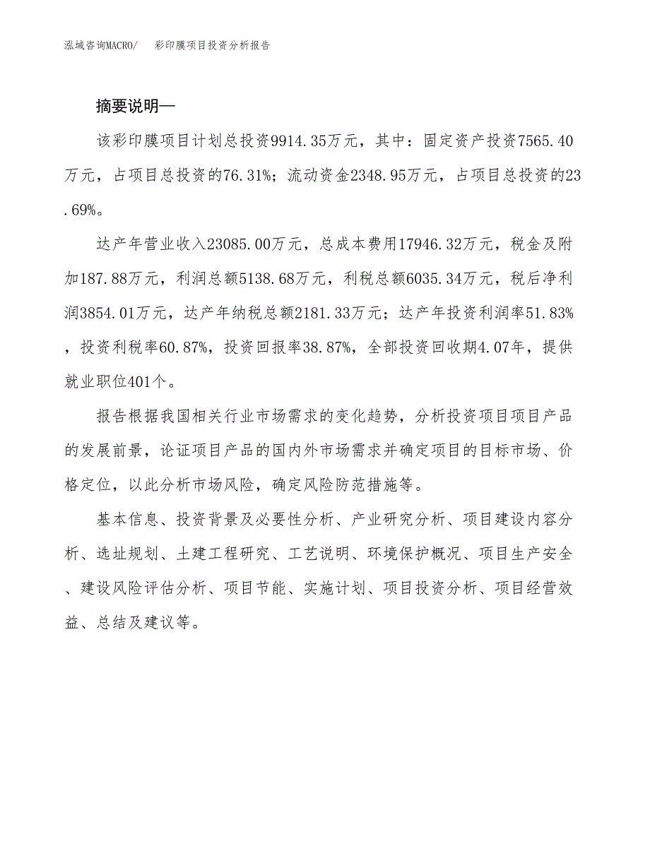 彩印膜项目投资分析报告(总投资9000万元)_第2页