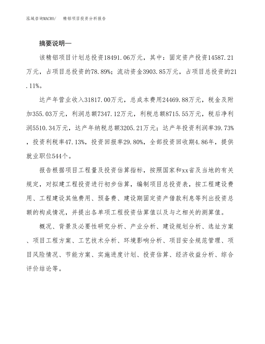 精铝项目投资分析报告(总投资18000万元)_第2页