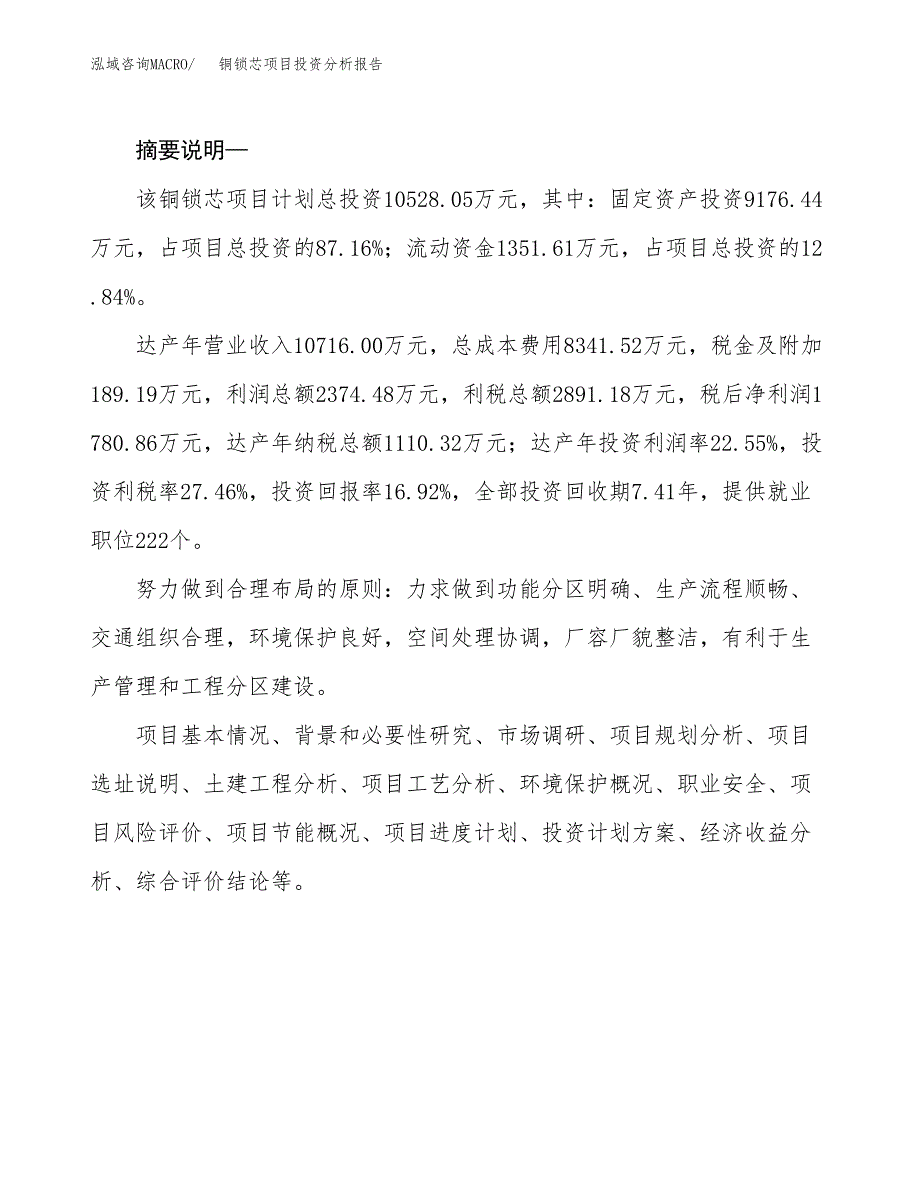 铜锁芯项目投资分析报告(总投资11000万元)_第2页