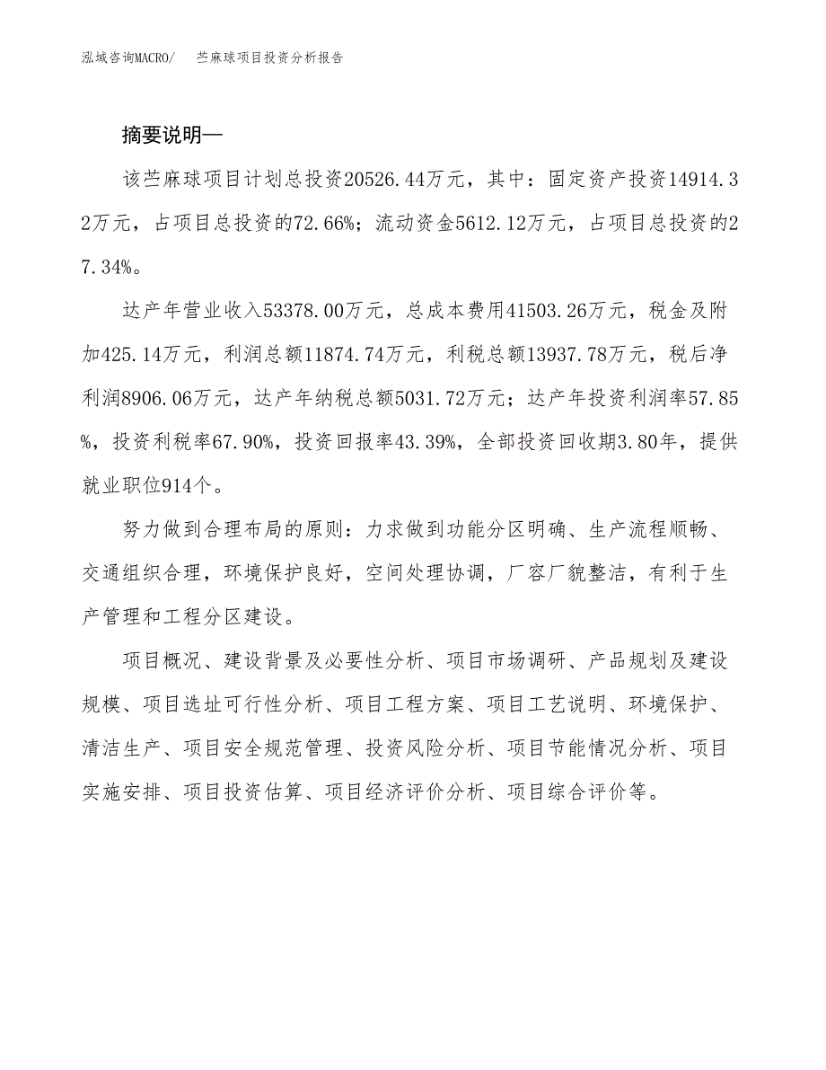 苎麻球项目投资分析报告(总投资21000万元)_第2页