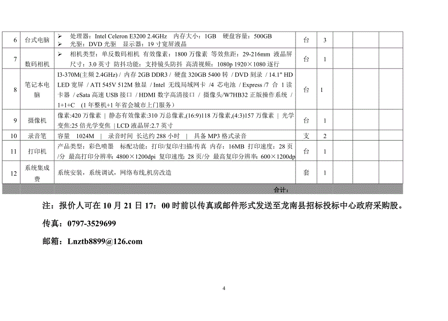 龙南县党务公开网站建设硬件配置清单报价表2010066_第4页