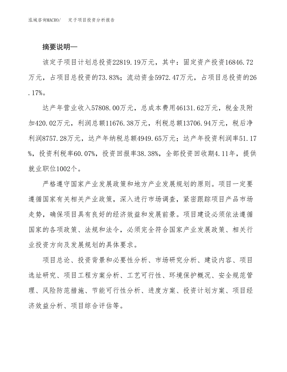 定子项目投资分析报告(总投资23000万元)_第2页