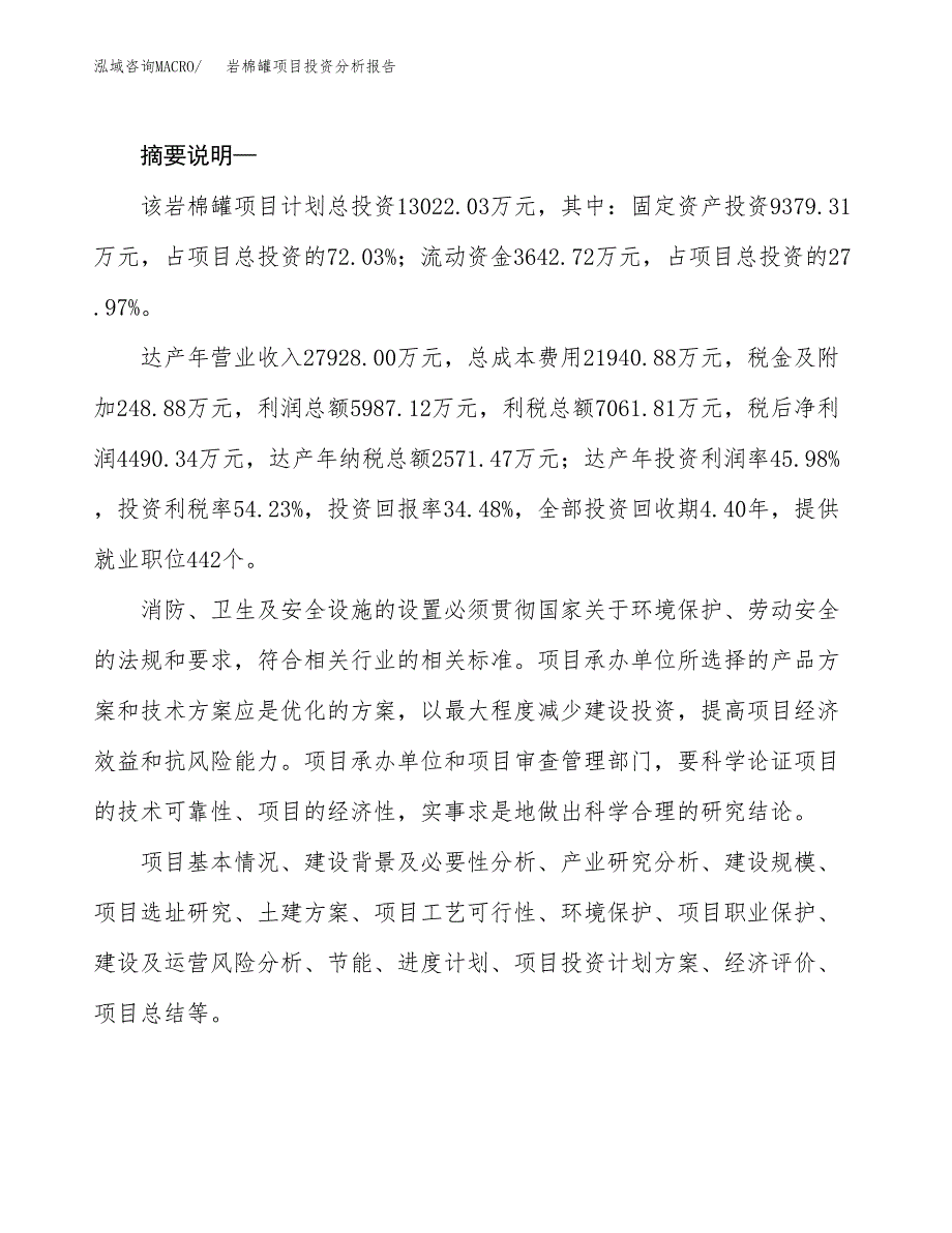 岩棉罐项目投资分析报告(总投资13000万元)_第2页