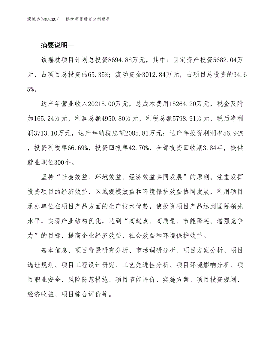 摇枕项目投资分析报告(总投资9000万元)_第2页