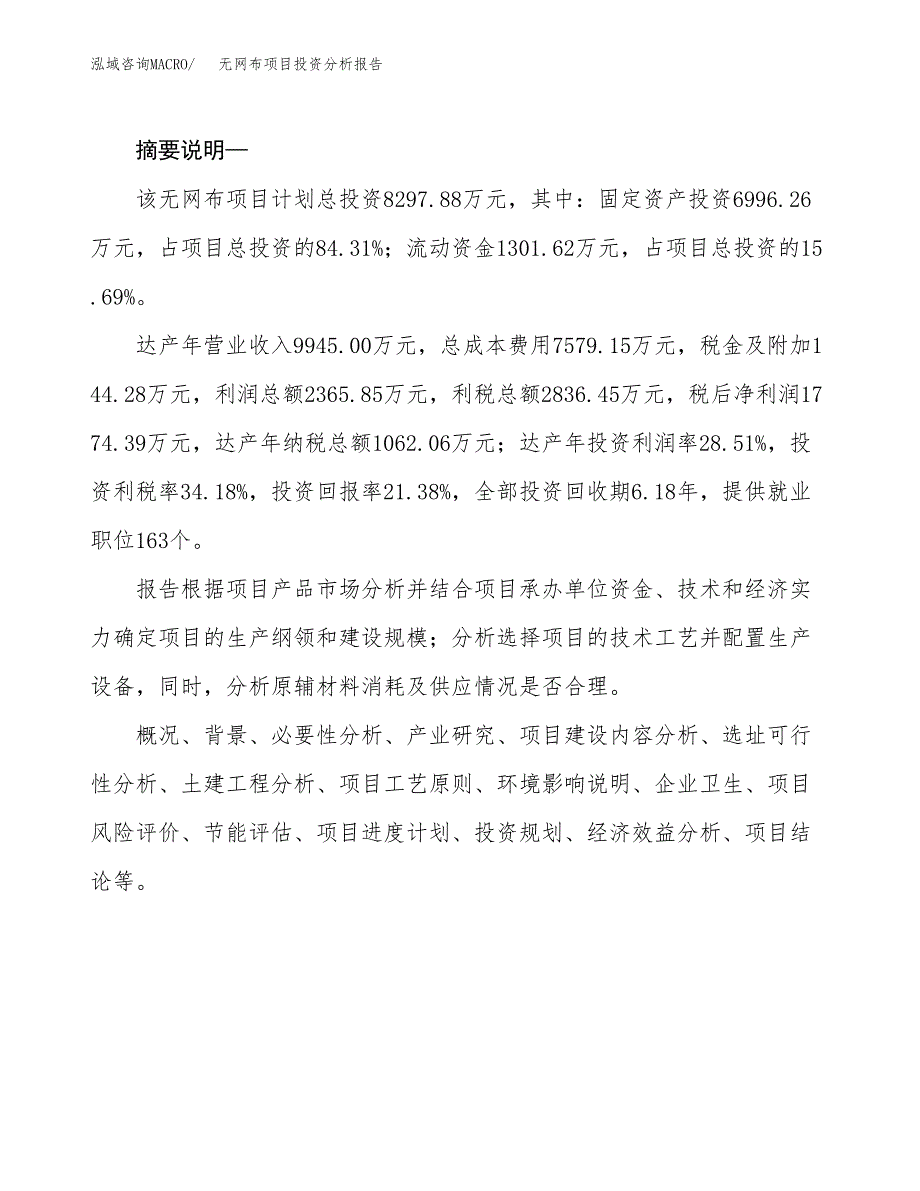 无网布项目投资分析报告(总投资8000万元)_第2页