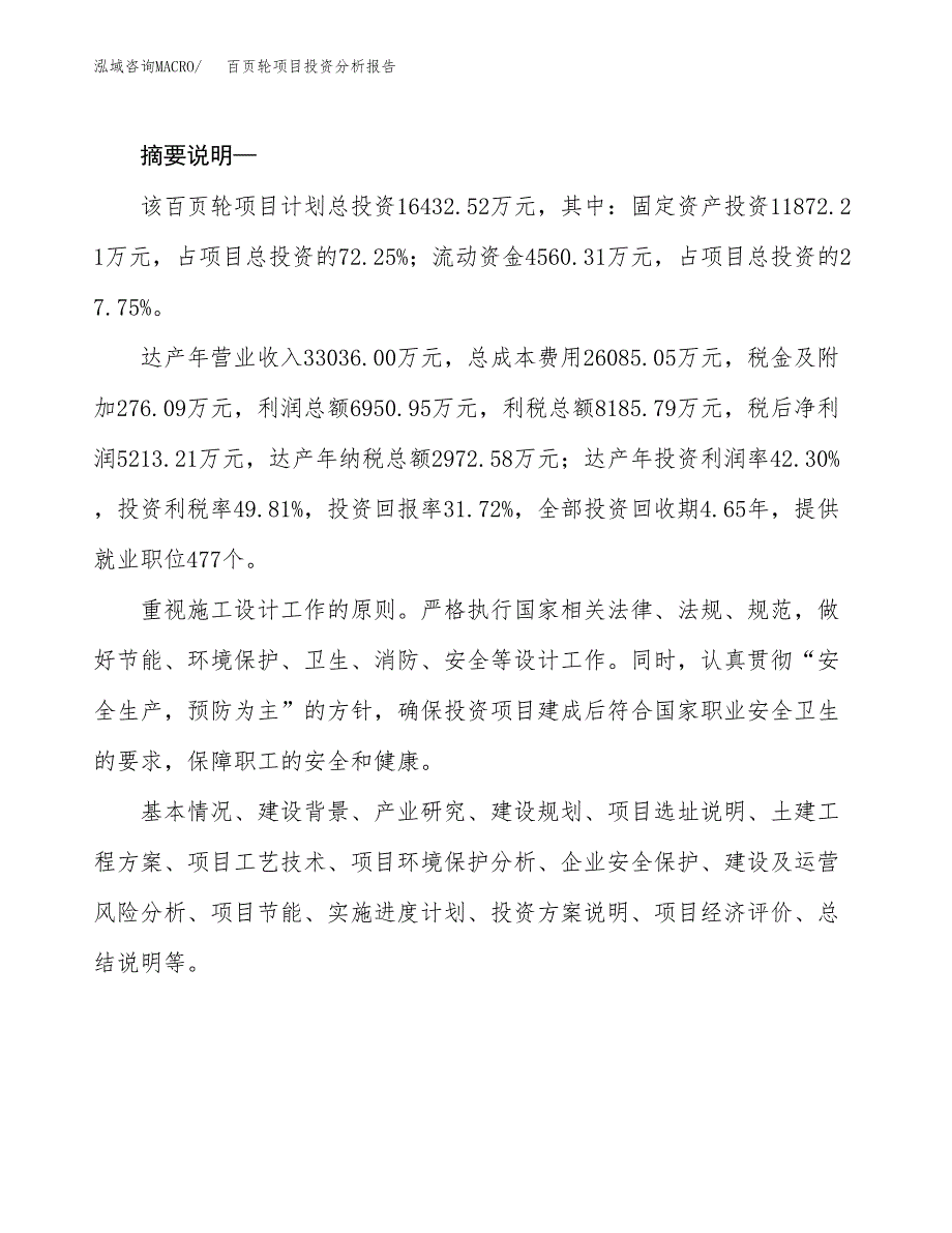 百页轮项目投资分析报告(总投资16000万元)_第2页