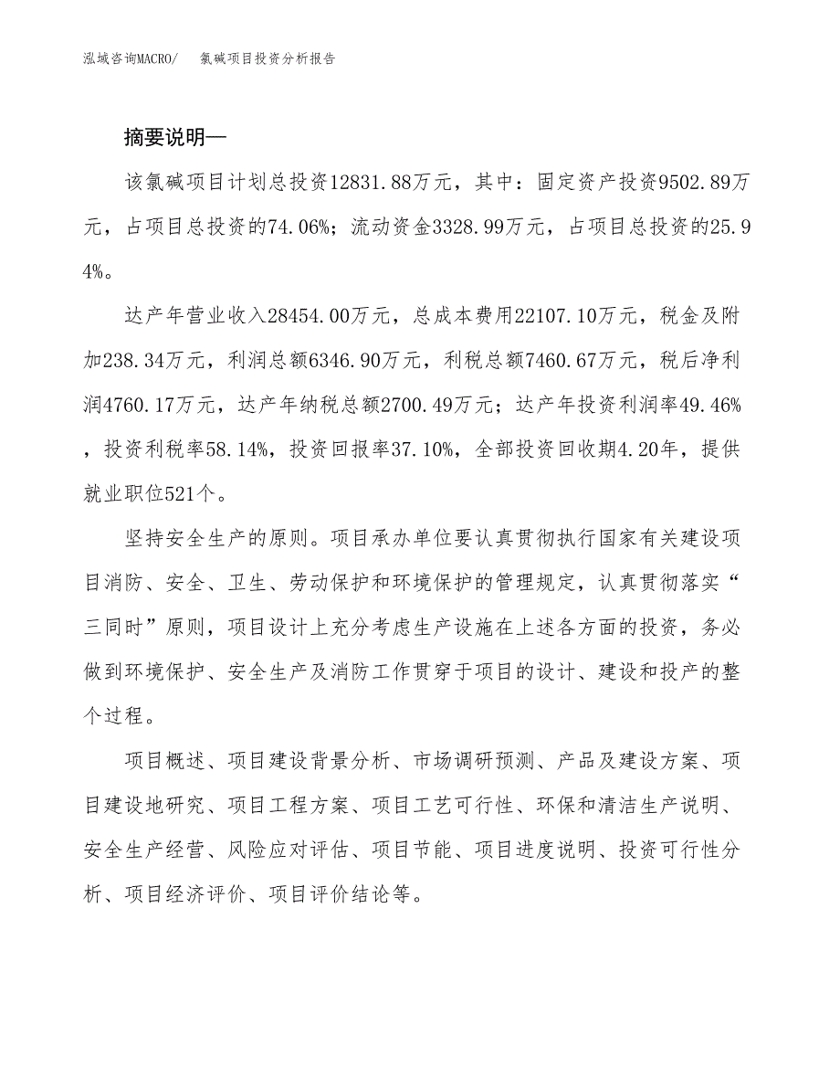 氯碱项目投资分析报告(总投资13000万元)_第2页