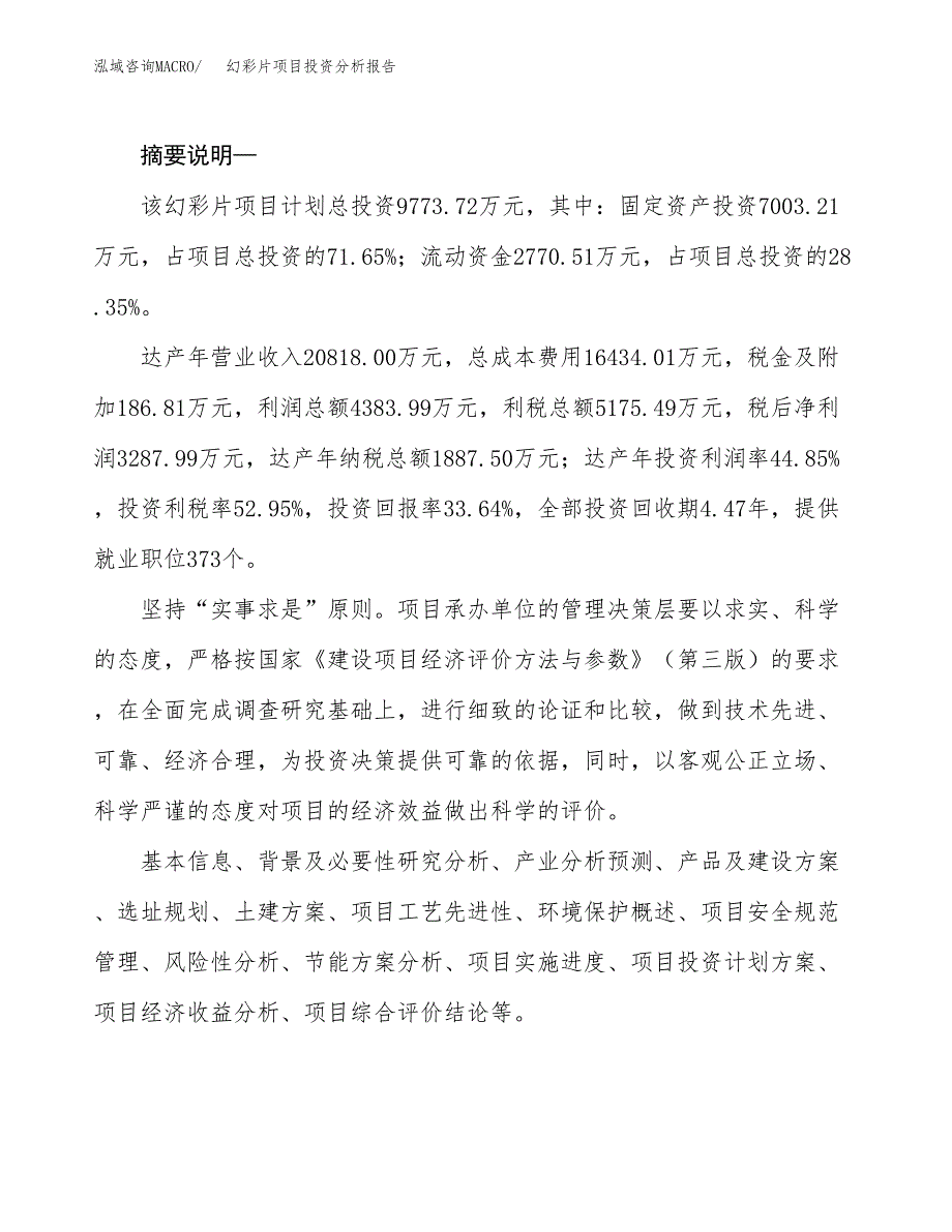 幻彩片项目投资分析报告(总投资10000万元)_第2页