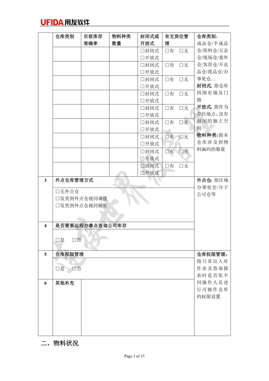 U8产品调研问卷库存管理_第3页