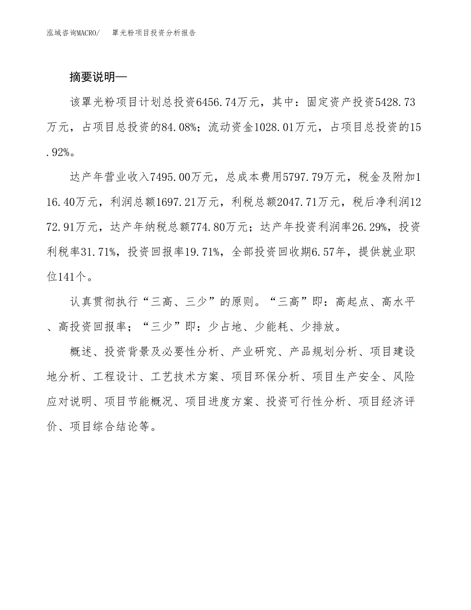 罩光粉项目投资分析报告(总投资6000万元)_第2页