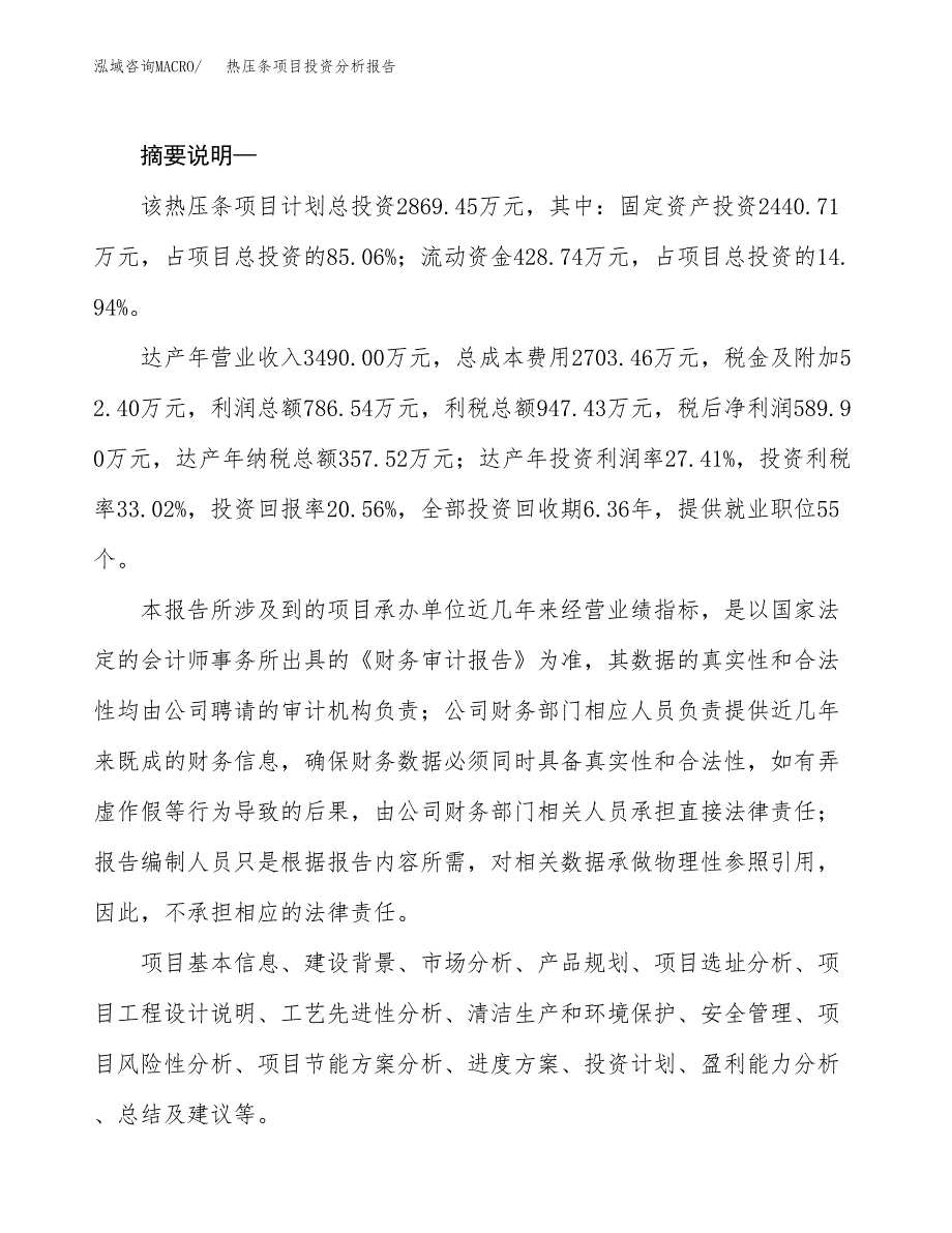 热压条项目投资分析报告(总投资2000万元)_第2页