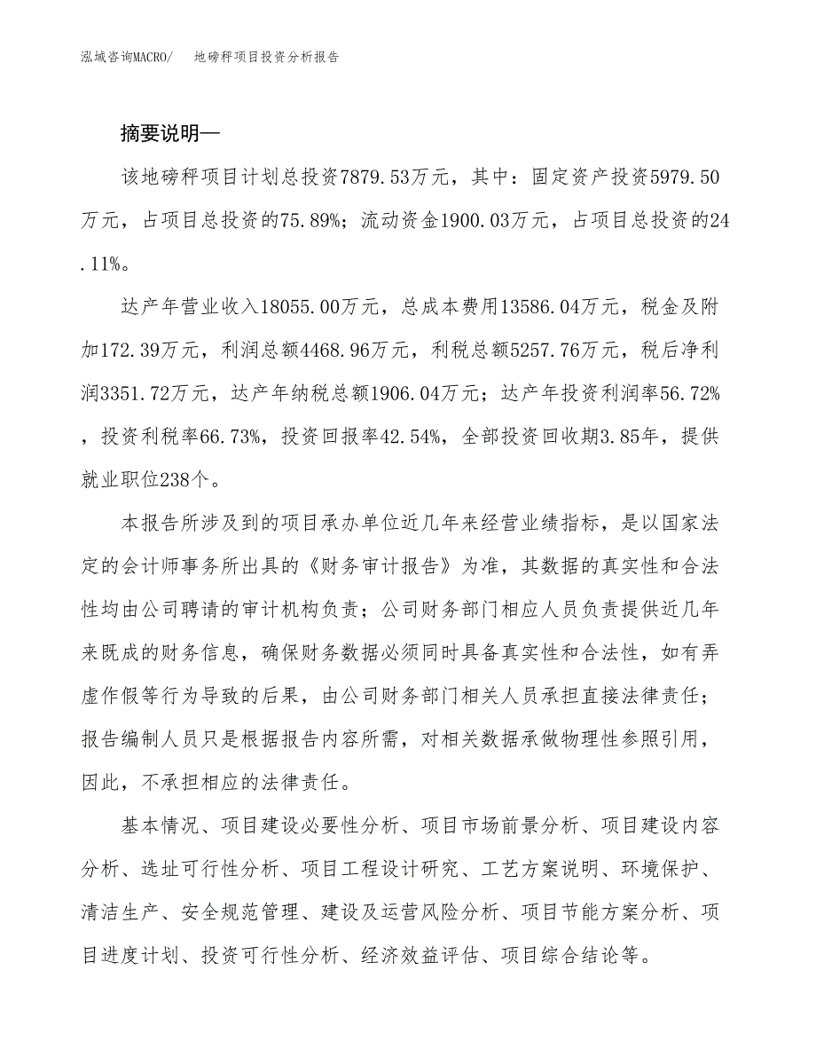 地磅秤项目投资分析报告(总投资8000万元)_第2页