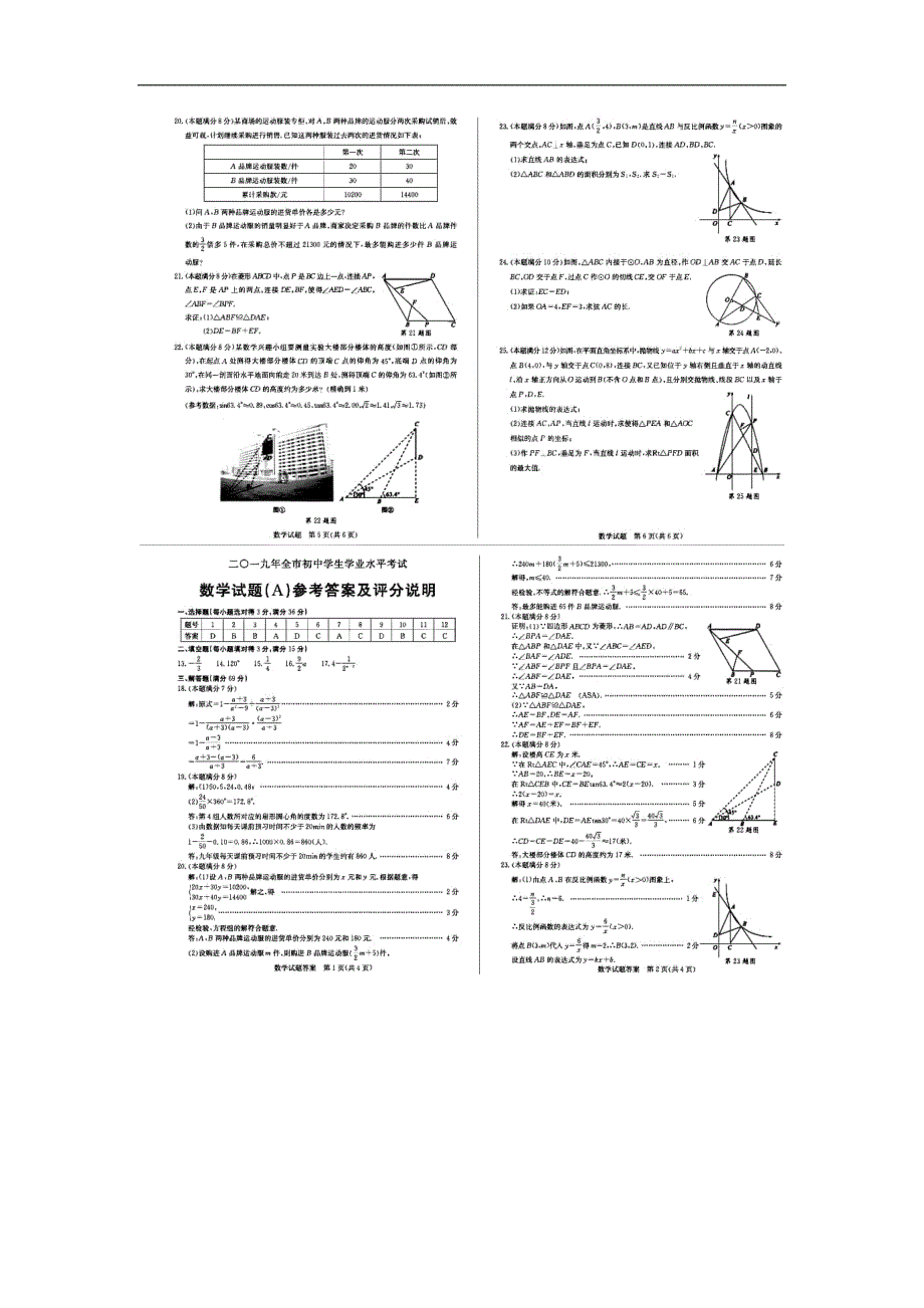 【中考真题】山东省聊城市2019年中考数学试题（扫描版，含答案）_第2页