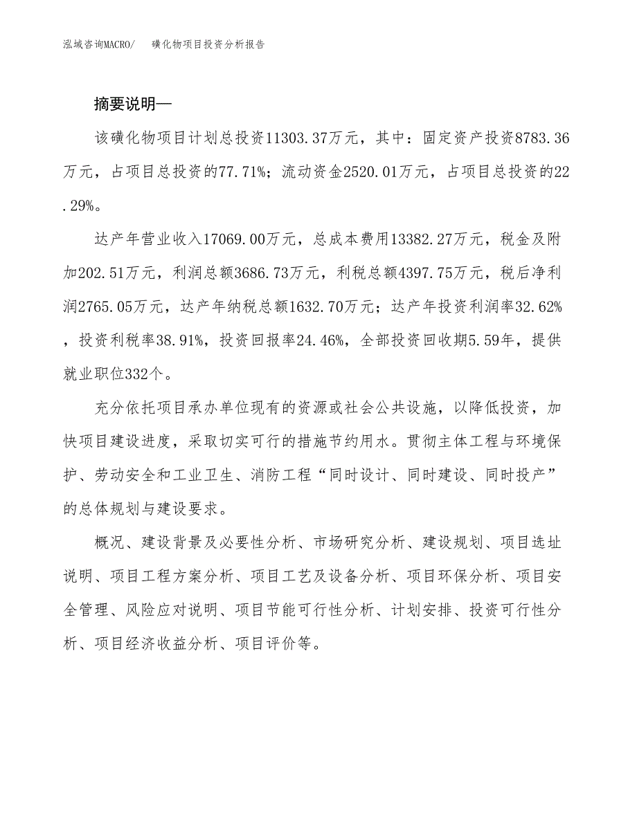 磺化物项目投资分析报告(总投资11000万元)_第2页