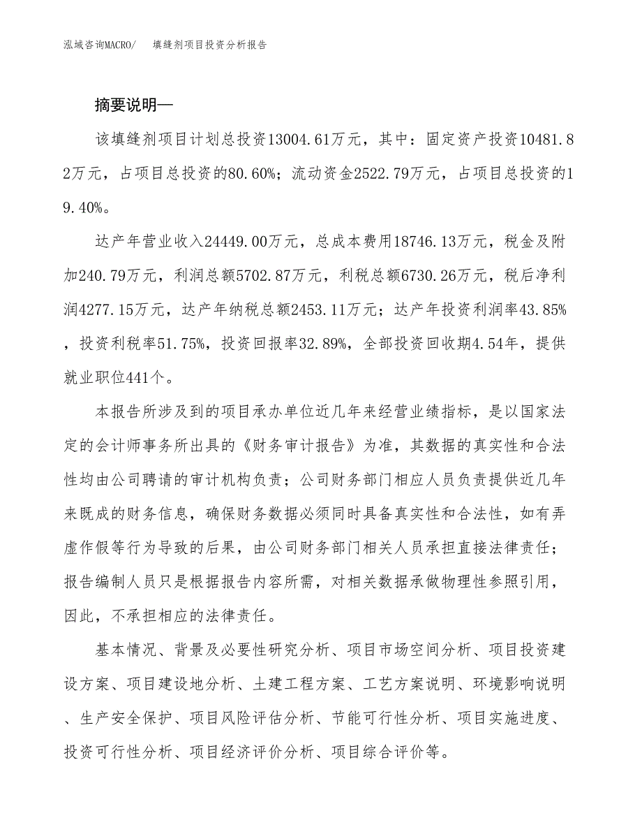 填缝剂项目投资分析报告(总投资13000万元)_第2页