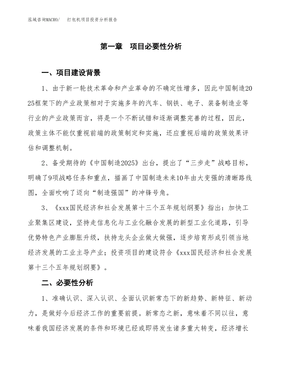 打包机项目投资分析报告(总投资7000万元)_第3页