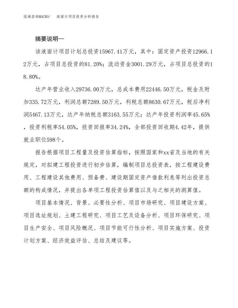 液面计项目投资分析报告(总投资16000万元)_第2页