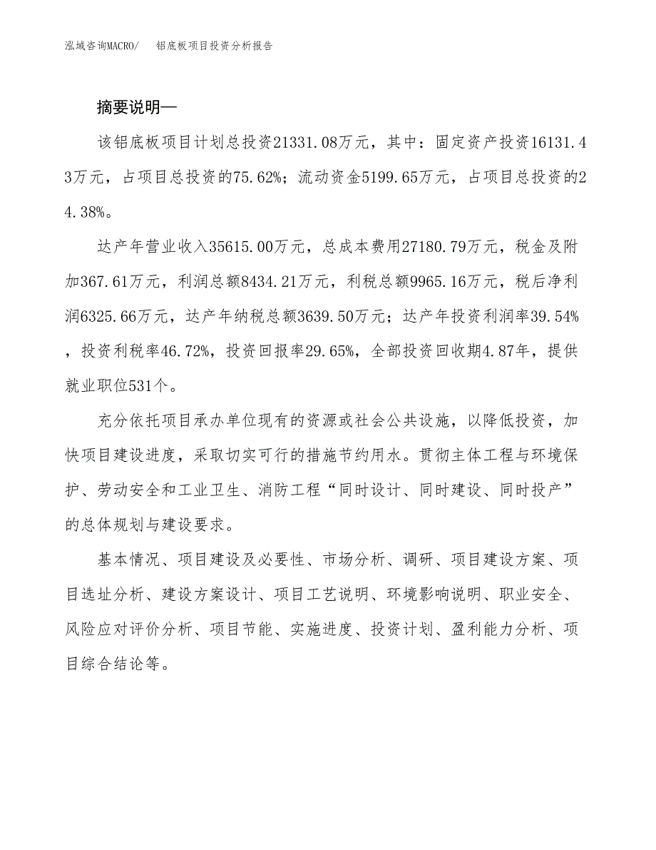 铝底板项目投资分析报告(总投资21000万元)_第2页