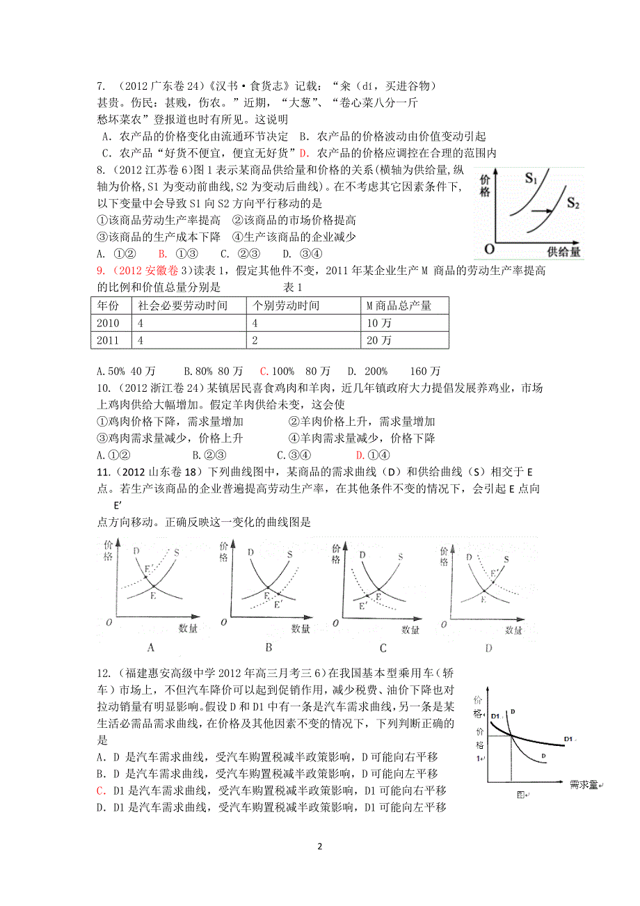 2012年经济生活一二单元练习题2_第2页