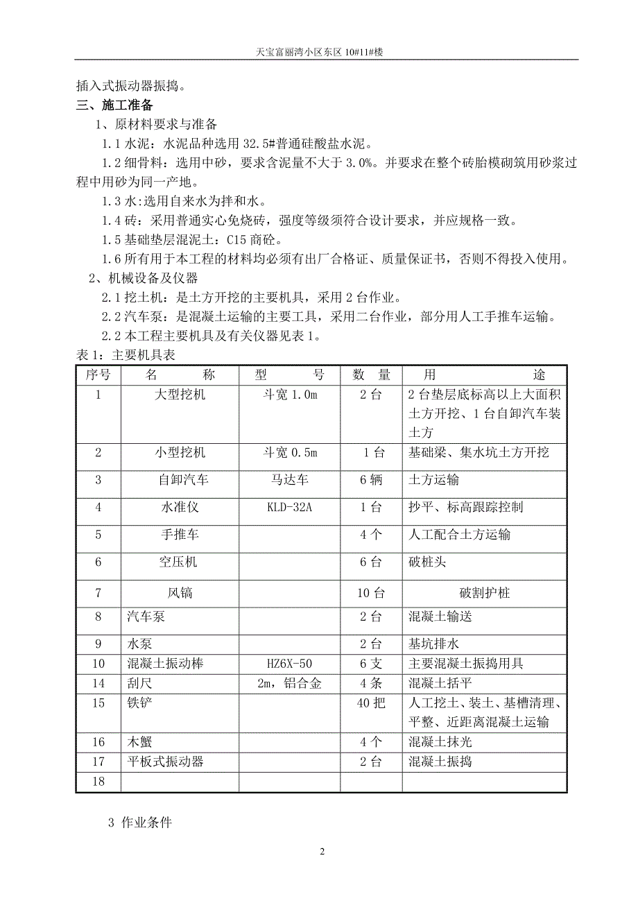 10#桩间土、破桩头、砌砖胎模、垫层施工方案_第2页