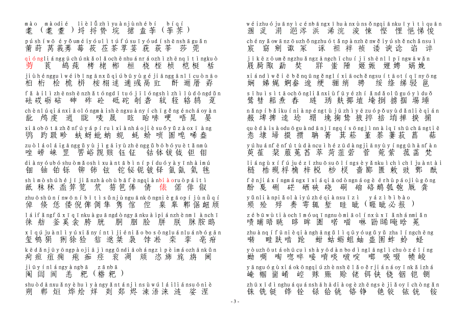 2013年版《通用规范汉字表》二级三级字表带拼音_第3页