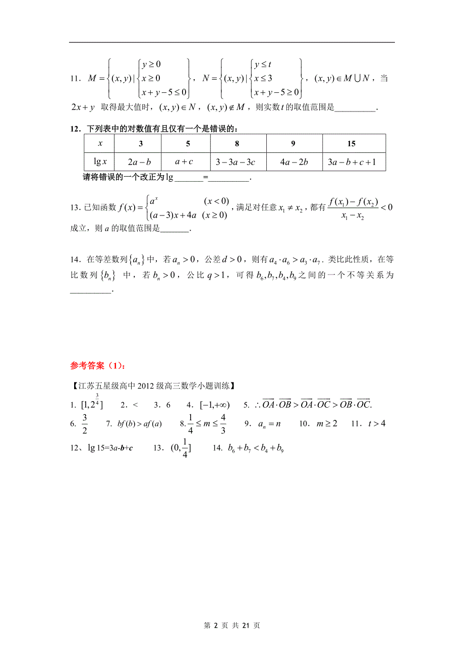 2012江苏高考数学填空题“培优练习”(第1-10卷)_第2页