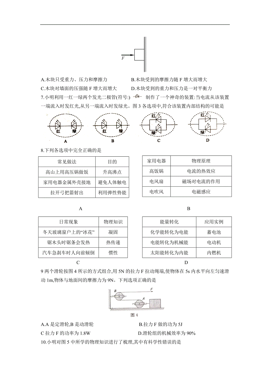 山东省济宁市2019年高中段学校招生考试物理试题（精编Word版，含答案）_第2页