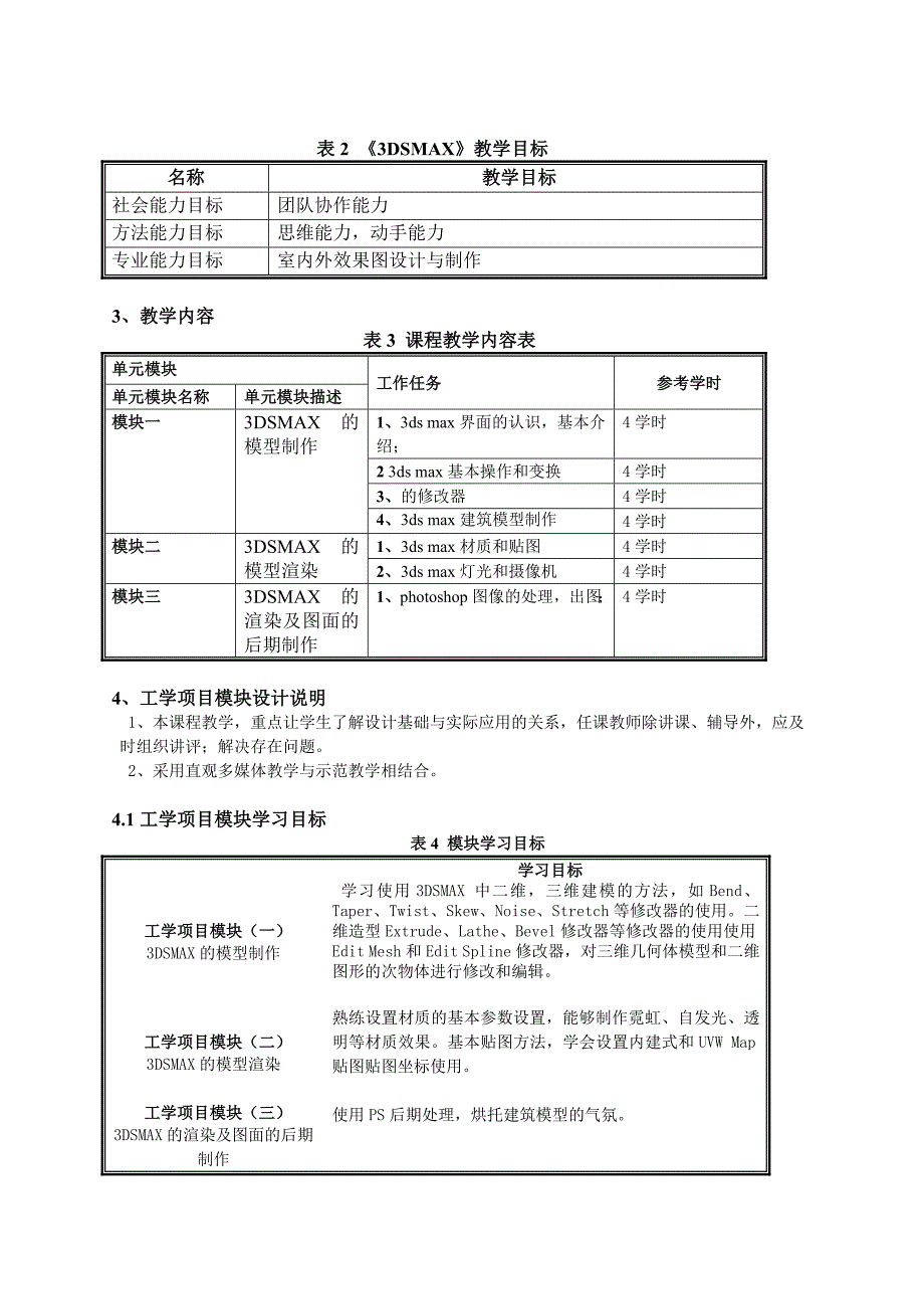 3dmax模型设计模块课程标准_第2页