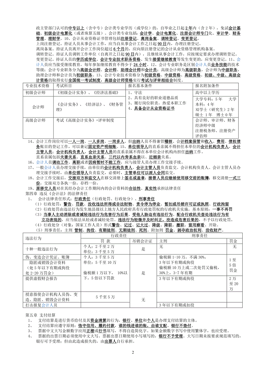 2012年会计财经法规与职业道德考试重点大集合(精品)_第2页