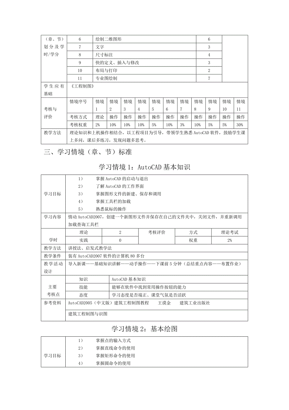 建筑工程CADAutoCAD课程标准_第3页