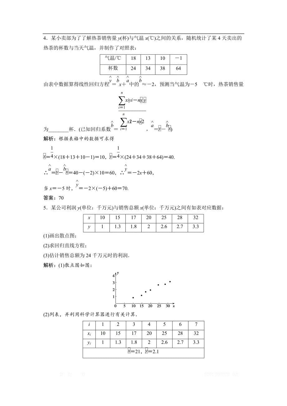 2017-2018学年数学人教A版选修2-3优化练习：第三章 3.1　回归分析的基本思想及其初步应用 _第5页