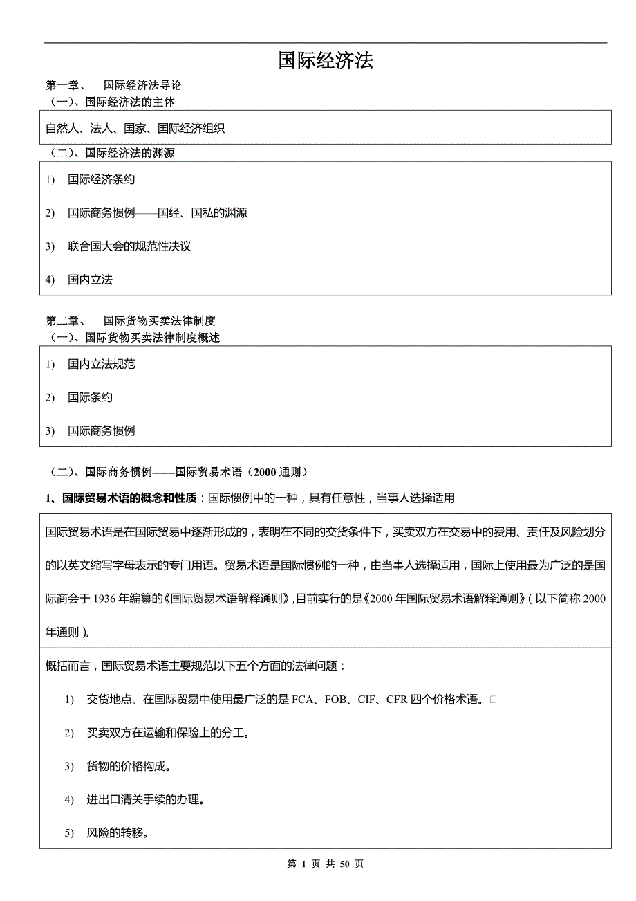 自考国际经济法概论重点_第1页