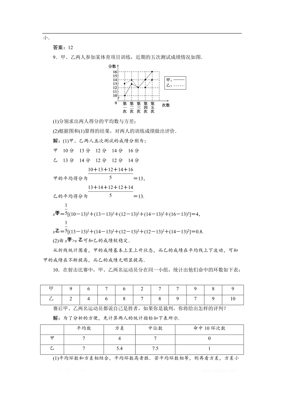 2018年高中数学北师大版必修三应用案巩固提升案：第1章 6 §4　4.1　平均数、中位数、众数、极差、方差 4.2　标准差 _第3页