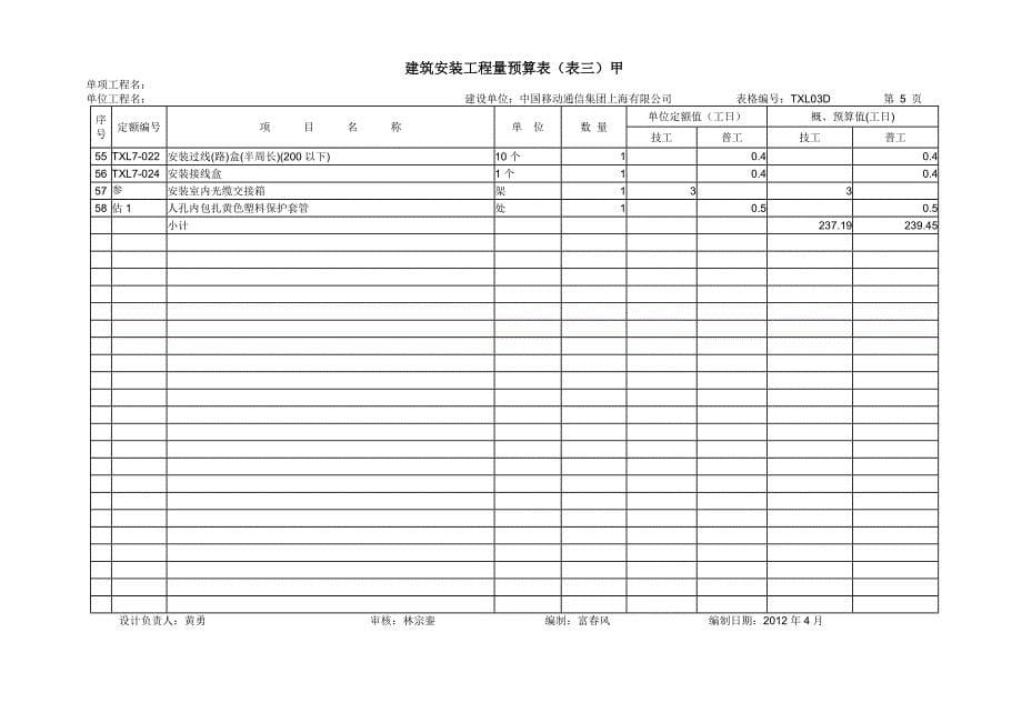 上海移动新定额光缆预算模板_第5页