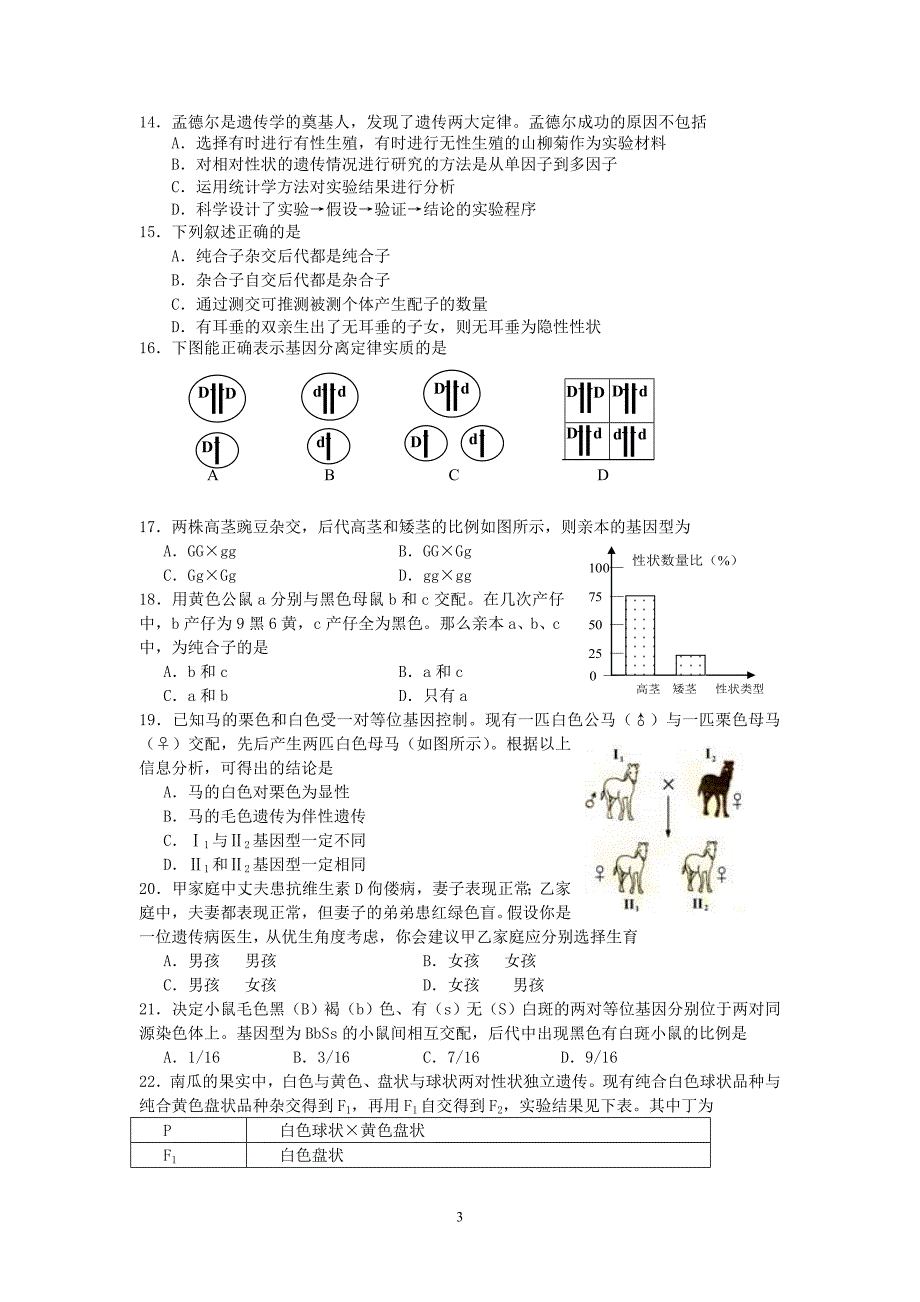 2015-2016学年高一下学期期中考试生物试题_第3页