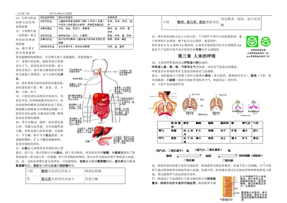 七年级下册生物圈中的人知识点梳理张迪_第2页