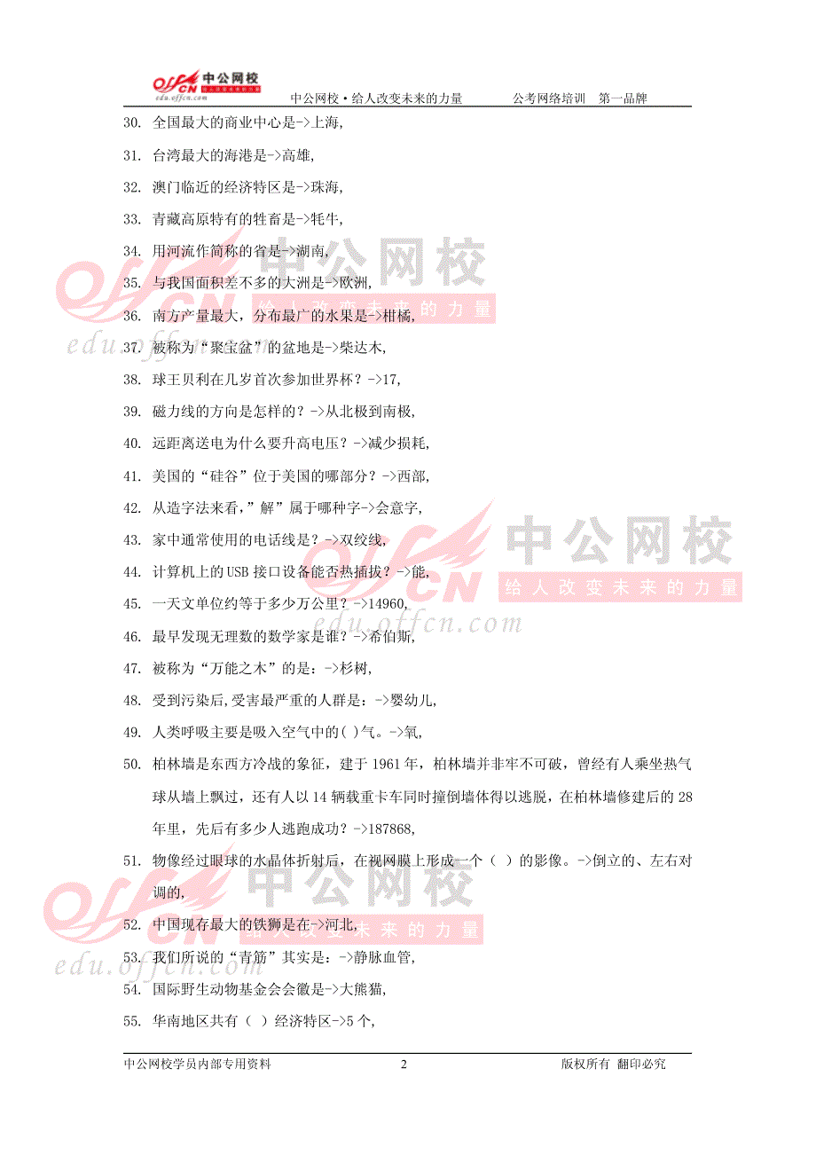 500个常识积累：公考常识汇总（八）_第2页