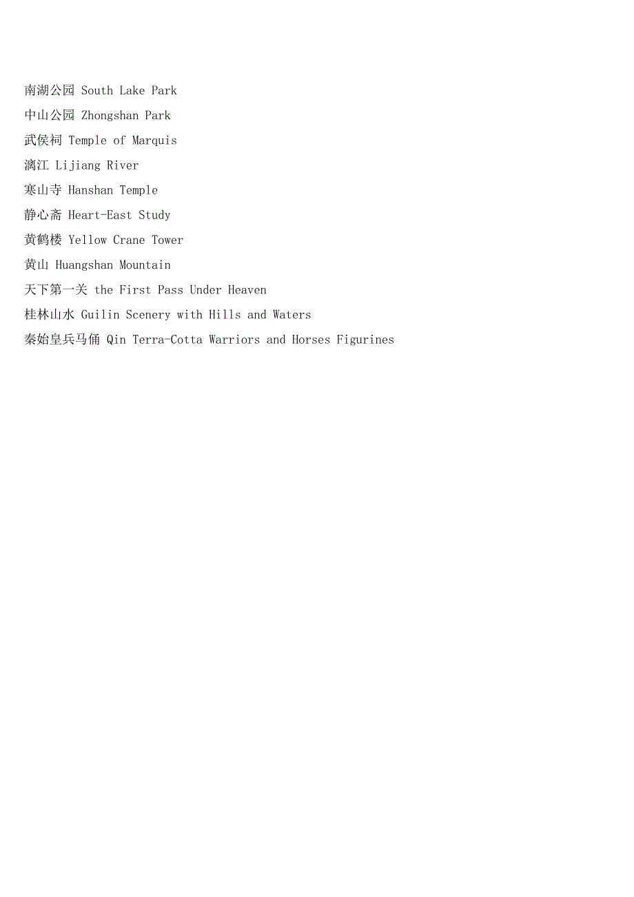 中国著名旅游景点英文名称_第3页