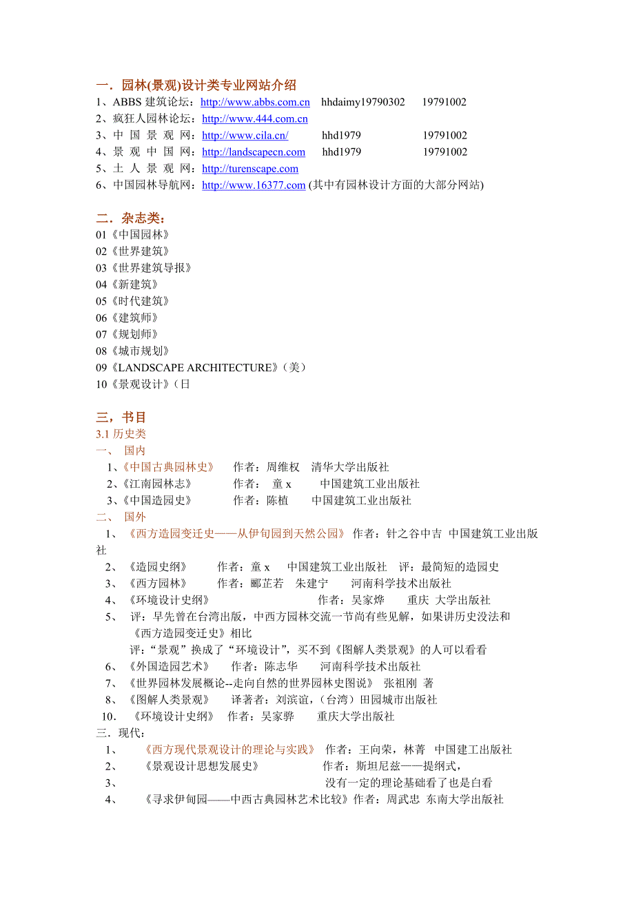 《书目》最全的景观设计,风景园林专业书目。_第1页