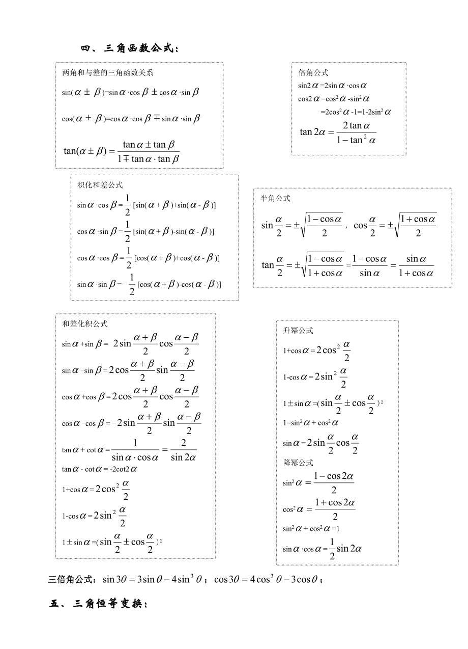 高中数学苏教版必修4三角函数知识点总结_第5页