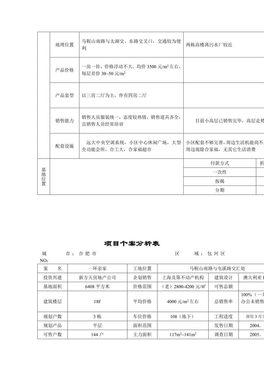 房地产市场项目调查分析表_第5页