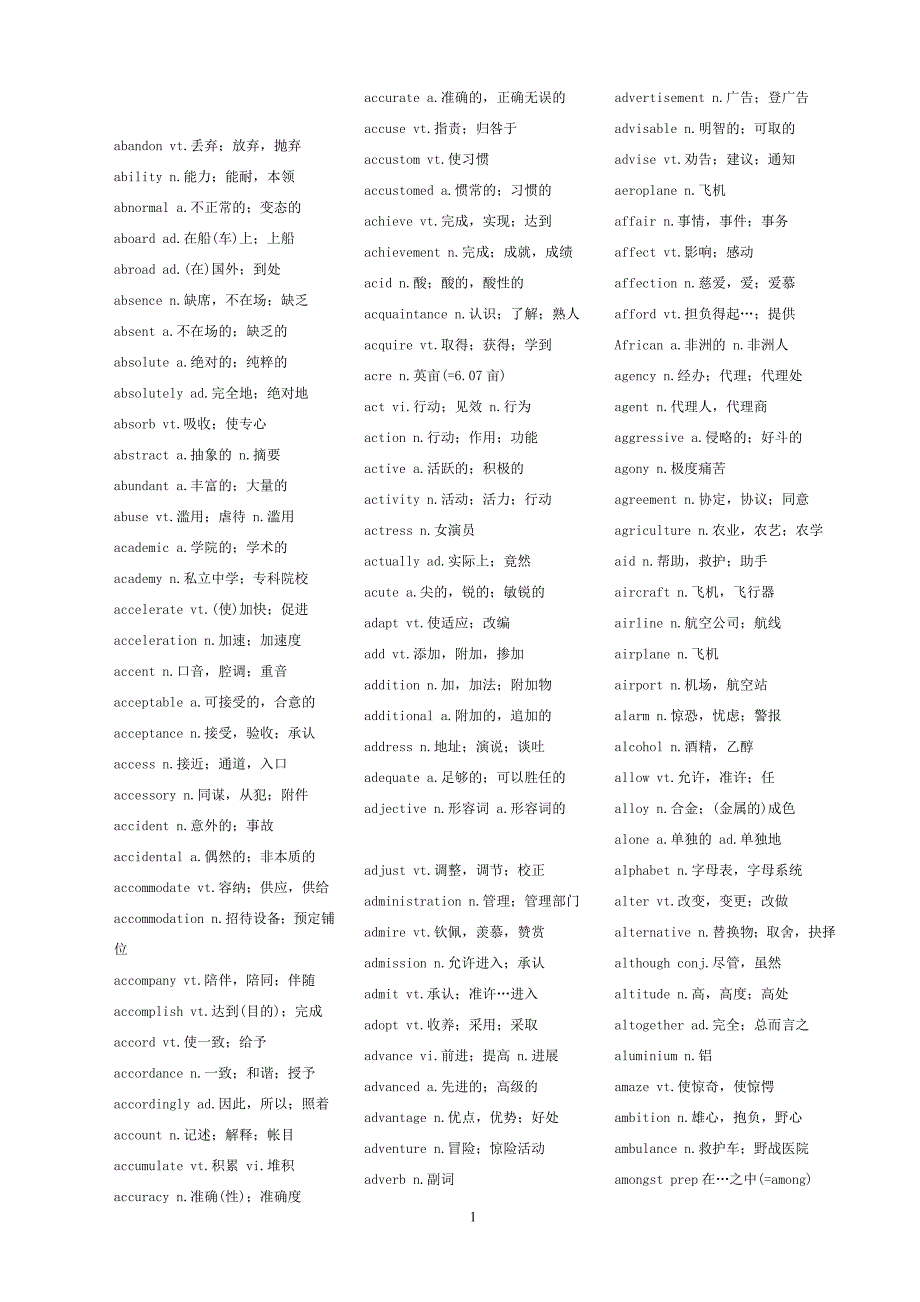 大学英语四六级词汇表背完必过_第1页