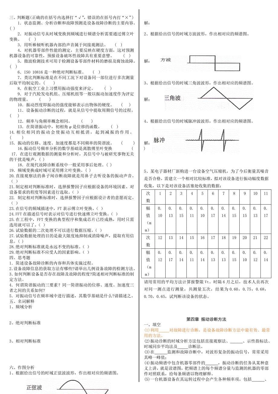 设备故障诊断习题 集及 答案_第5页