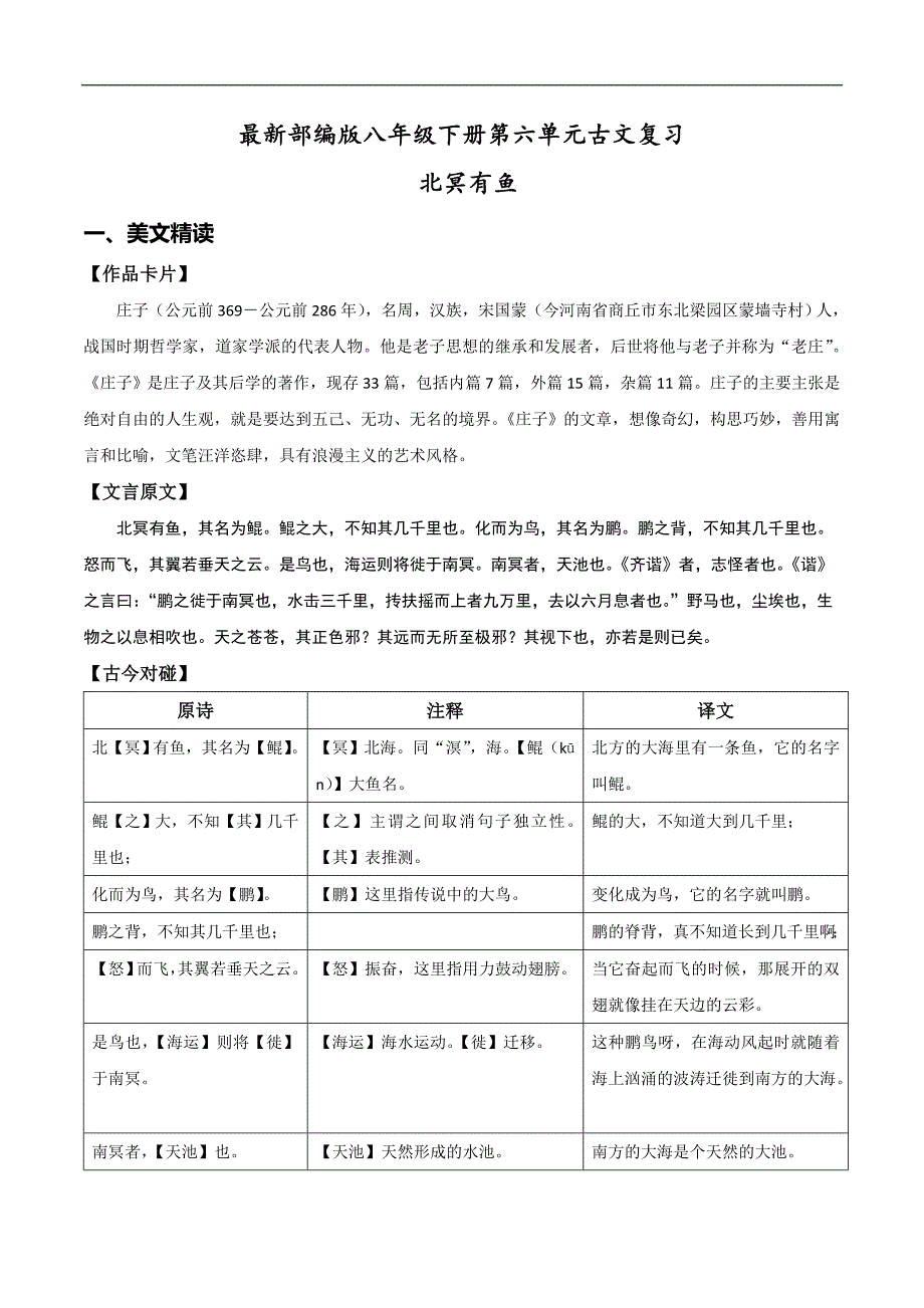 最新部编版八年级下册第六单元古文复习_第1页